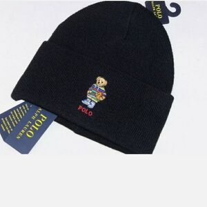 NWT Polo Ralph Lauren Active Bear Rib-knit Beanie - Black